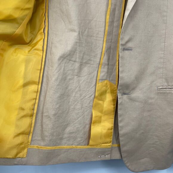Jun Hashimoto Tan Two Button Linen Blend Blazer Tailored Jacket Size Medium - Picture 4 of 12